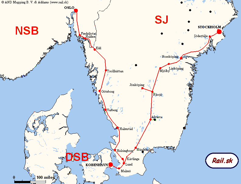 Sieť tratí vlakov zachádzajúcich do Dánska (19 kB)