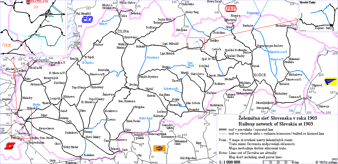 mapa železnice slovensko Železničná mapa Slovenska / Railmap of Slovakia mapa železnice slovensko