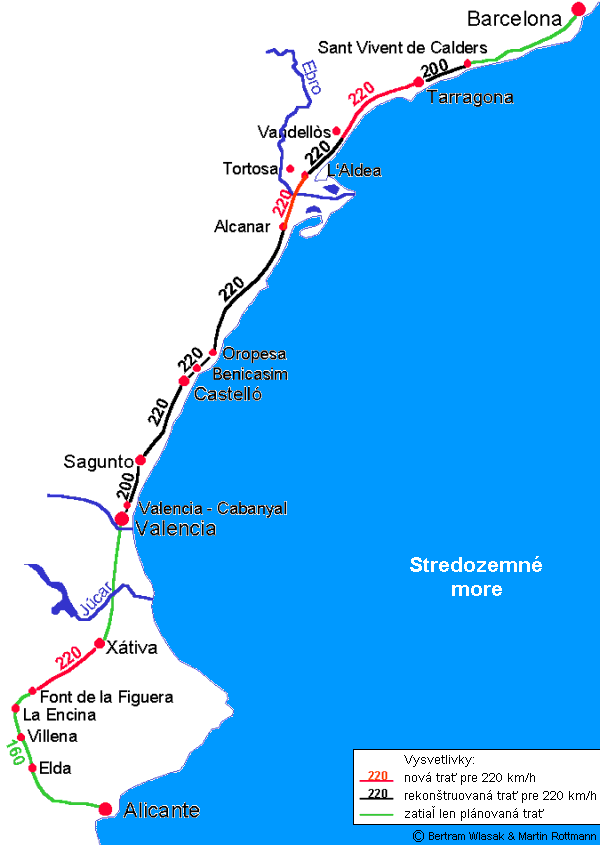 Trať používaná vlakmi TGV Euromed - podrobná mapa (1)