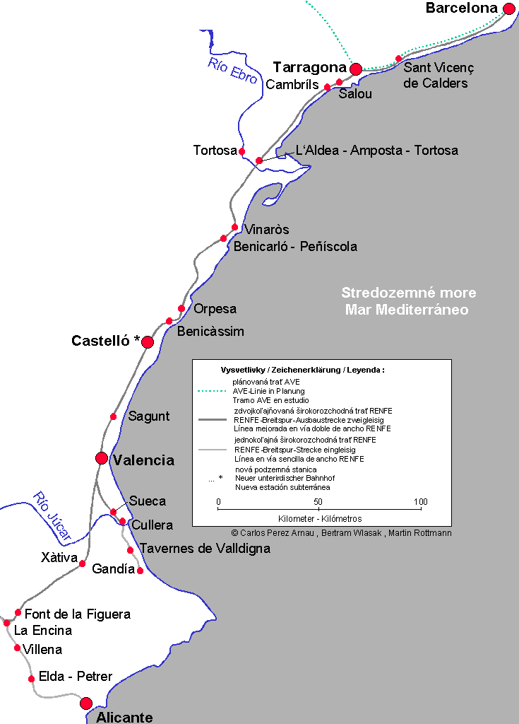 Trať používaná vlakmi TGV Euromed - podrobná mapa (2)