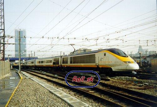 Súprava TGV Eurostar odchádza zo žst. SNCB/NMBS Bruxelles Midi/Brussel Zuid (© Martin ROTTMANN - Február 1999)